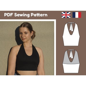 Halter Top with Back Bow - PDF Sewing Pattern- Instant Download - 10 Sizes