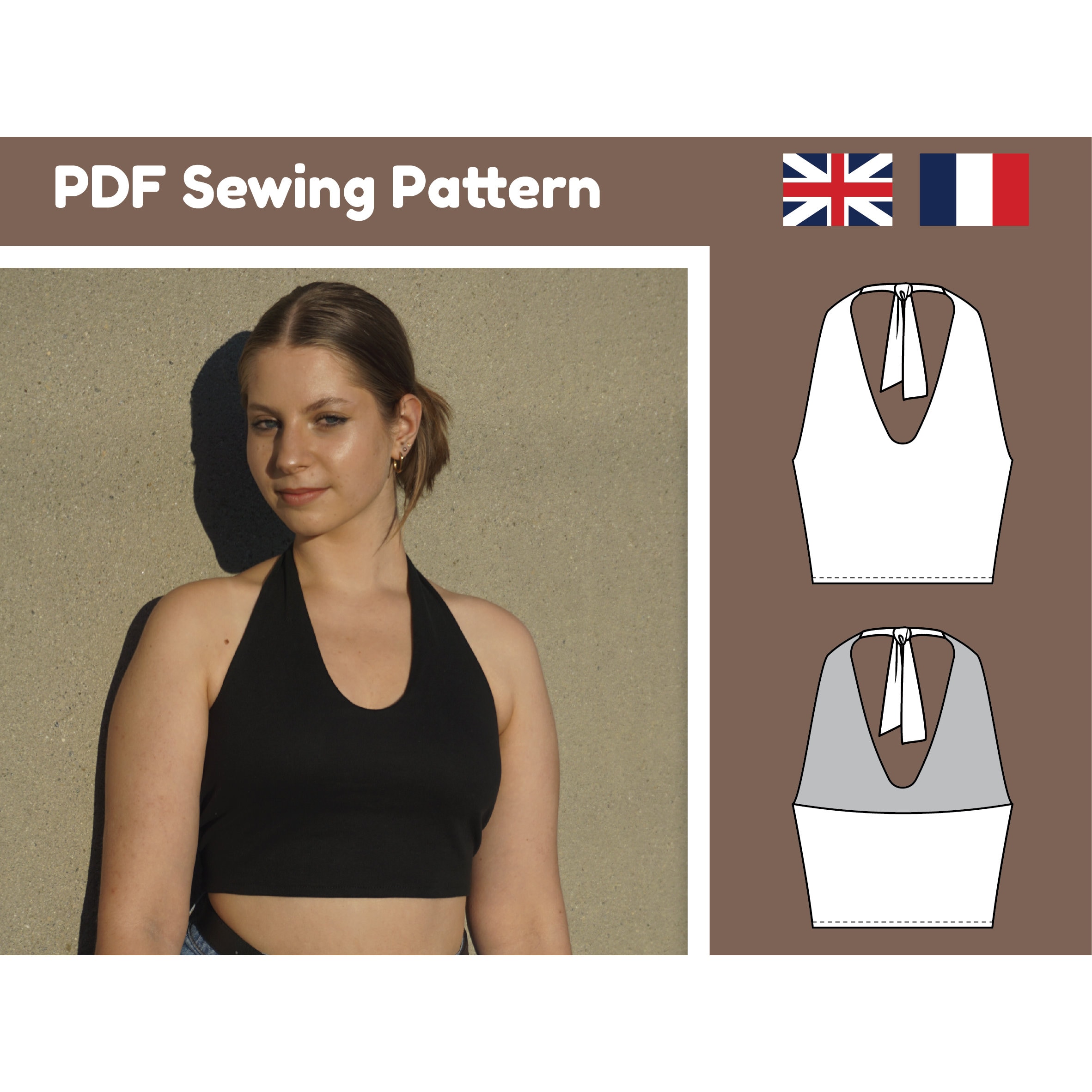 Halter Top With Back Bow PDF Sewing Pattern Instant Download 10