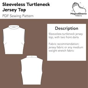 Sleeveless Turtleneck Crop Top PDF Sewing Pattern Instant Download 10 Sizes image 5