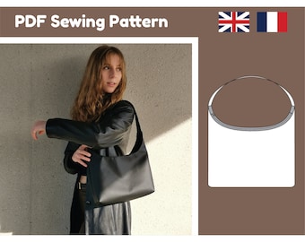 Leather Zipper Shoulder Bag - PDF Sewing Pattern- Instant Download - One Size