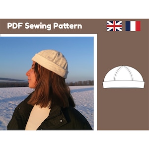 Gorro com punho - Padrão de costura em PDF - Download instantâneo - 11 tamanhos