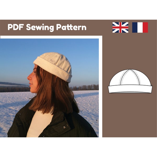 Beanie with cuff - PDF Sewing Pattern- Instant Download - 11 sizes