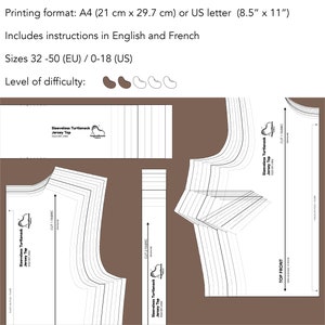 Sleeveless Turtleneck Crop Top PDF Sewing Pattern Instant Download 10 Sizes image 6