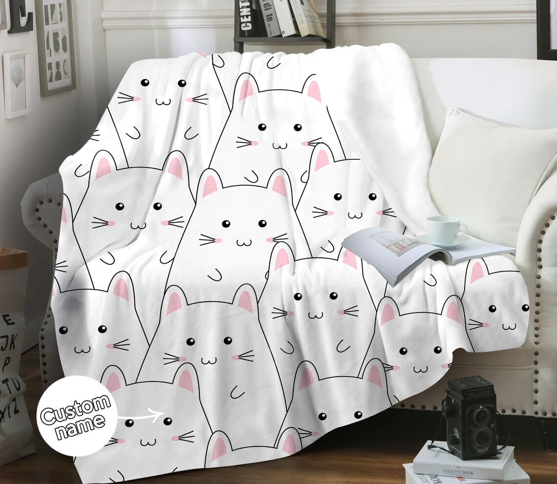 Kitty Cat Blanket Kitty Cat Throw Blanket Kitty Cat Fleece Etsy