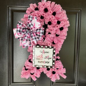 Breast Cancer Awareness Believe Hope and Survive Wreath