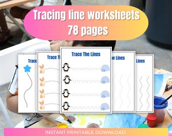 Tracing Lines Worksheets for Kids | 78 Pages PDF | Fine Motor Skills, Pre-Writing Practice, Line Tracing Activities for Preschool