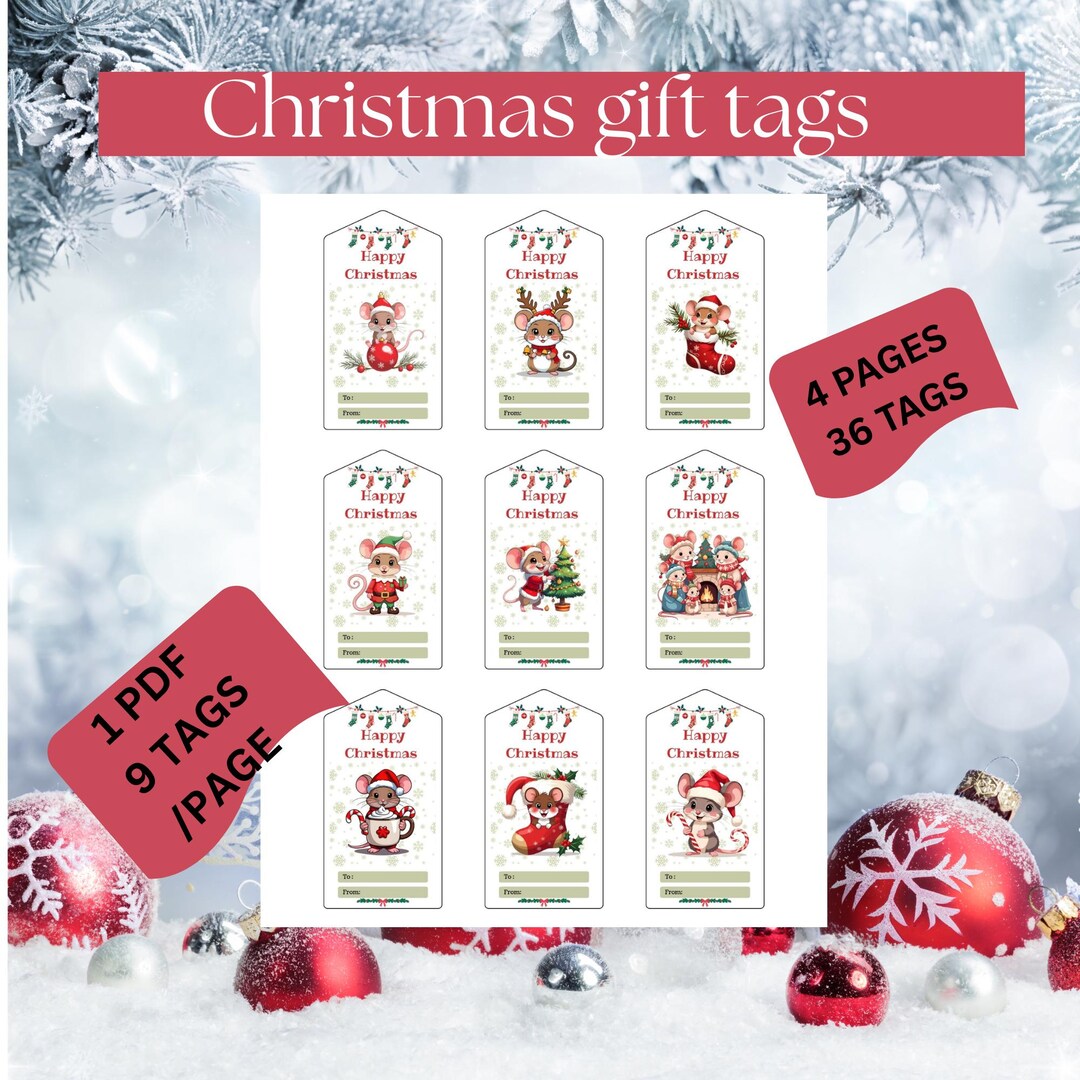 Printable Christmas Gift Tags | Festive Holiday Labels (PDF) - Etsy