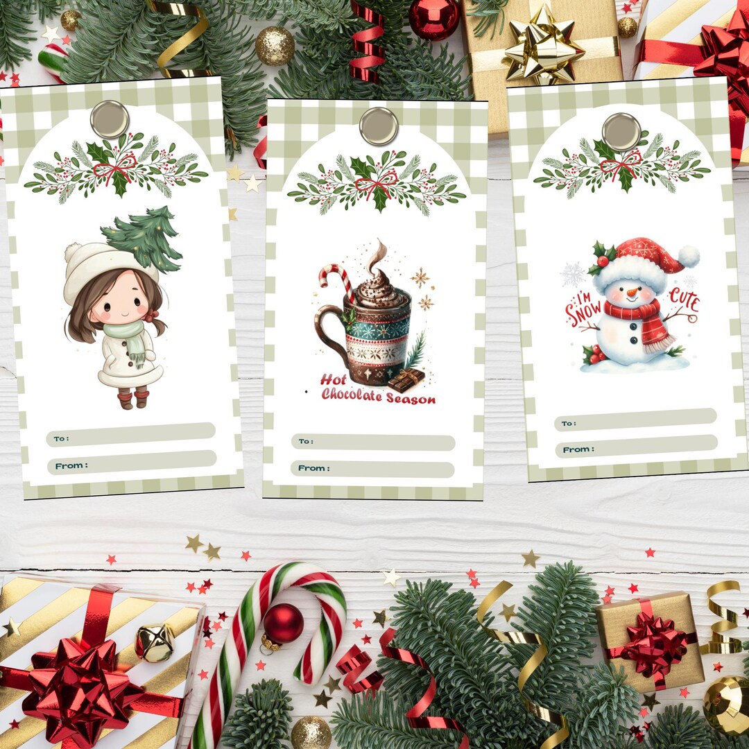 Printable Christmas Gift Tags | Holiday Present Labels (PDF) - Etsy