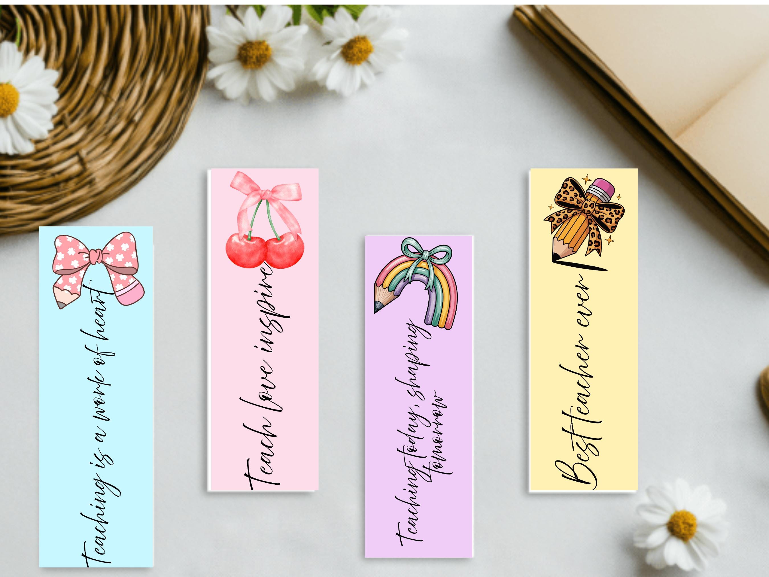 Teacher Appreciation Bookmarks: Printable Gift Set (PDF & PNG Files) - Etsy