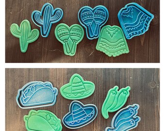 Fiesta Cookie Cutters | Mexico Cookie Cutter | Cinco de Mayo Cookie Cutter | Taco Cookie Cutter | Cactus Cookie Cutter | Chili Cutter