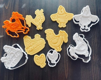 Kip Koekjessnijders | Rooster Cookie Cutter | Hen Cookie Cutter | Chick Cookie Cutter | Boerderijdieren Cookie Cutters