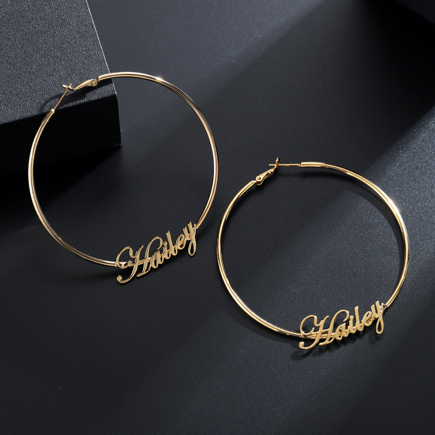 Custom Handmade Big Hoop Name Earrings 18K14K Gold/Silver Etsy
