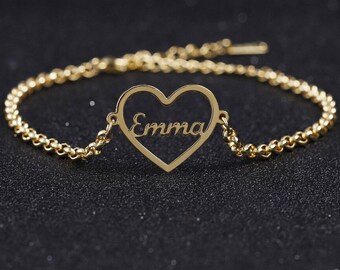 Heart Name Bracelet - Etsy Australia