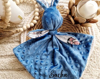 Soft toy - flat rabbit - Rabbit knot soft toy - Customizable soft toy - Name soft toy - Fabric soft toy