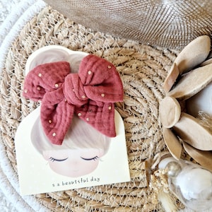 Scrunchie / elastic large hair bow for baby and girl. / cotton and double cotton gauze.
