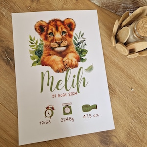 Póster de nacimiento personalizable - Póster de animales - Formato digital o A3 - Impresión A4 - Wall Art