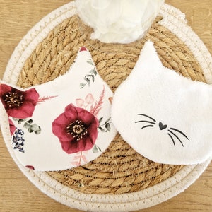 Large washable cat head wipes - Bamboo sponge wipes - animal wipes - Baby wipes - Make-up remover wipes