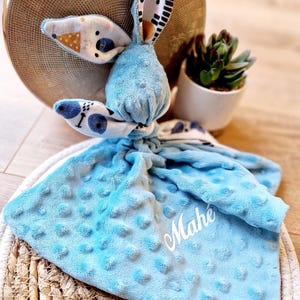Doudou - flat rabbit - Doudou rabbit knot - Doudou to personalize - Doudou first name - Doudou fabric