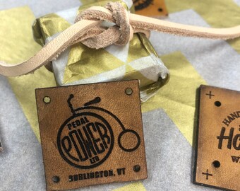 Labels for Handmade Items Square Leather Labels for Knitting Sewing Crocheting Custom logos Quilting Embroidery Beanies
