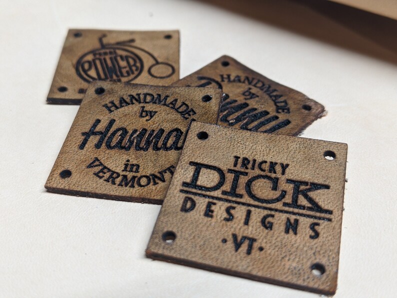 Labels for Handmade Items Square Leather Labels for Knitting Sewing Crocheting Custom logos Quilting Embroidery Beanies
