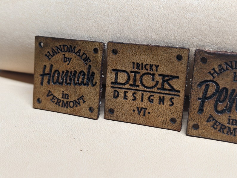 Labels for Handmade Items Square Leather Labels for Knitting Sewing Crocheting Custom logos Quilting Embroidery Beanies