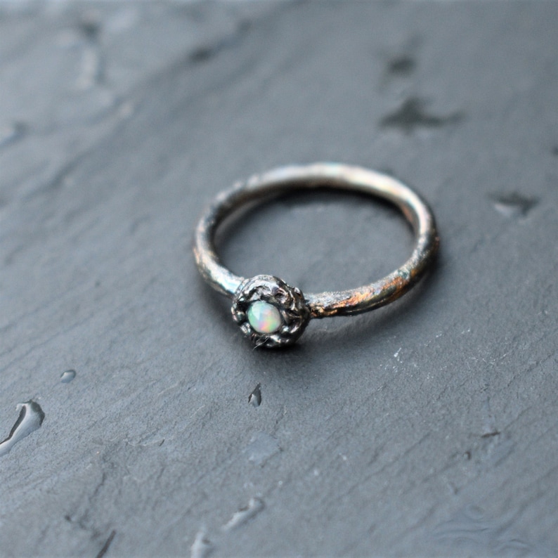 Silver opal ring Organic ring .Sizes.