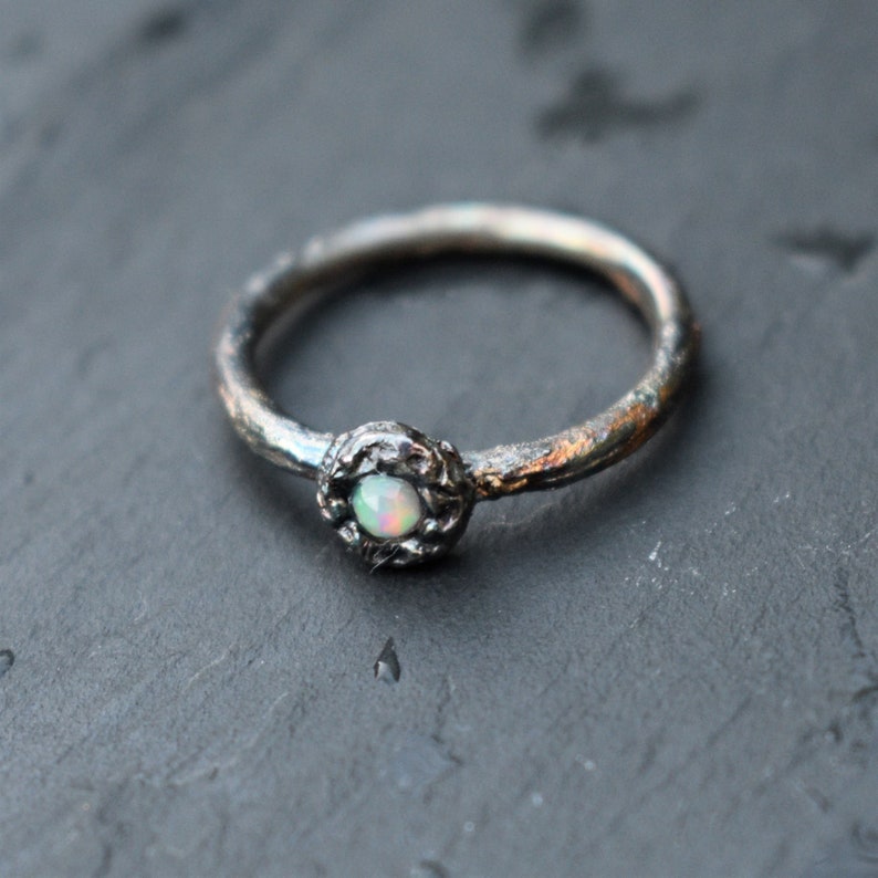 Silver opal ring Organic ring .Sizes.