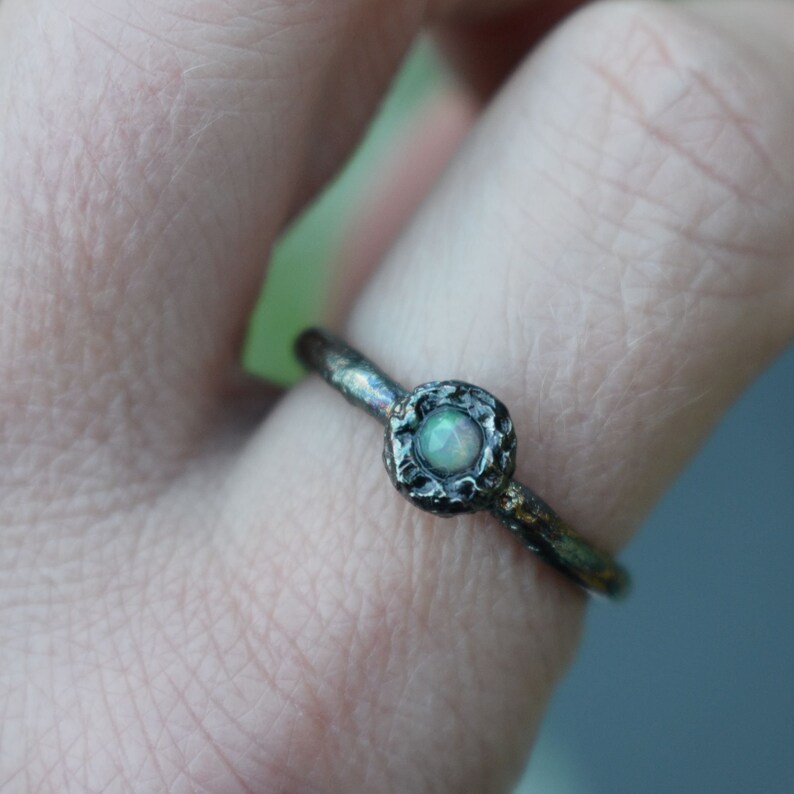 Silver opal ring Organic ring .Sizes.