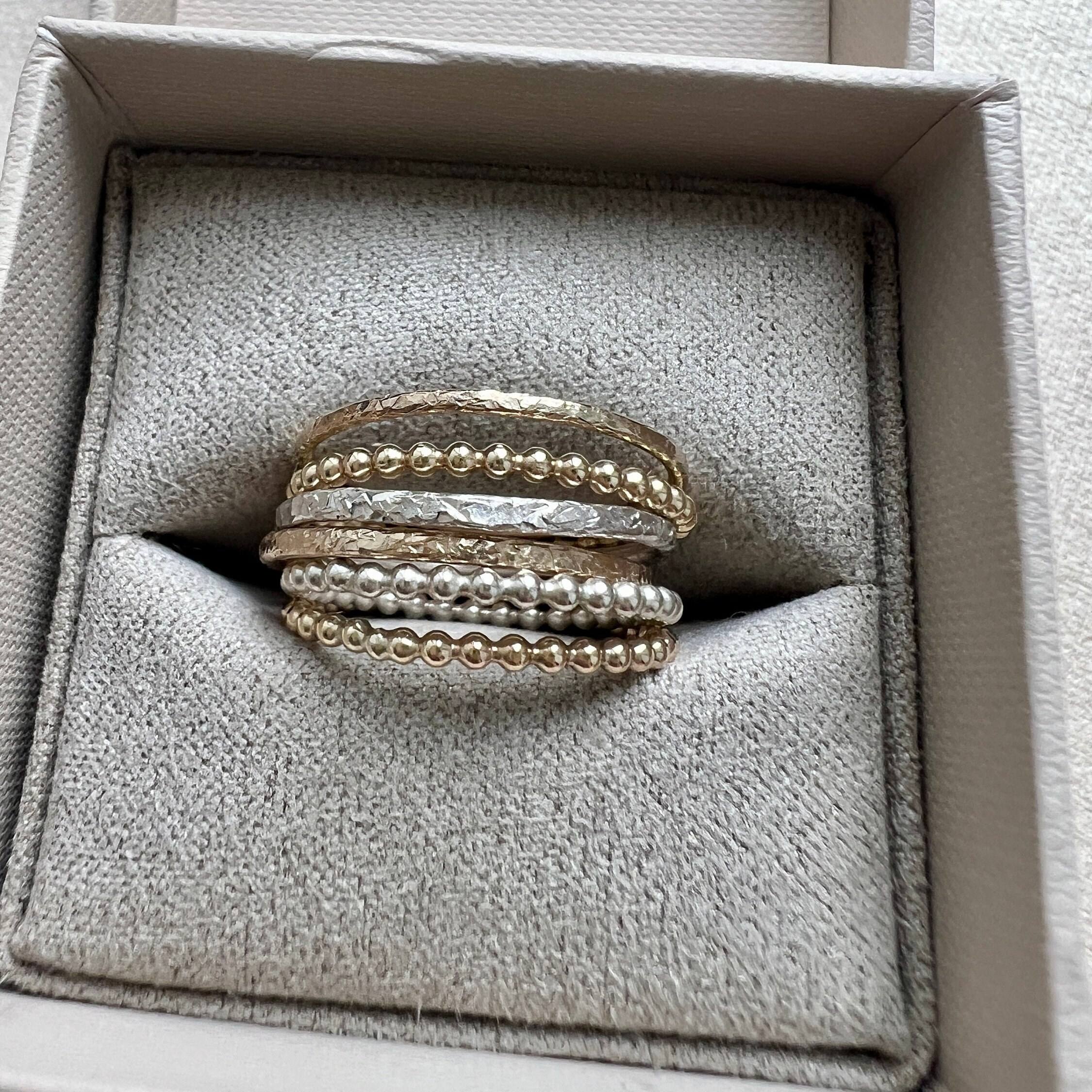 Anillo Apilable Ondulado De Oro Rosa De 9 Quilates / Oro Macizo