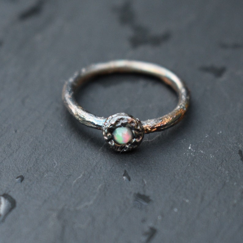 Silver opal ring Organic ring .Sizes.