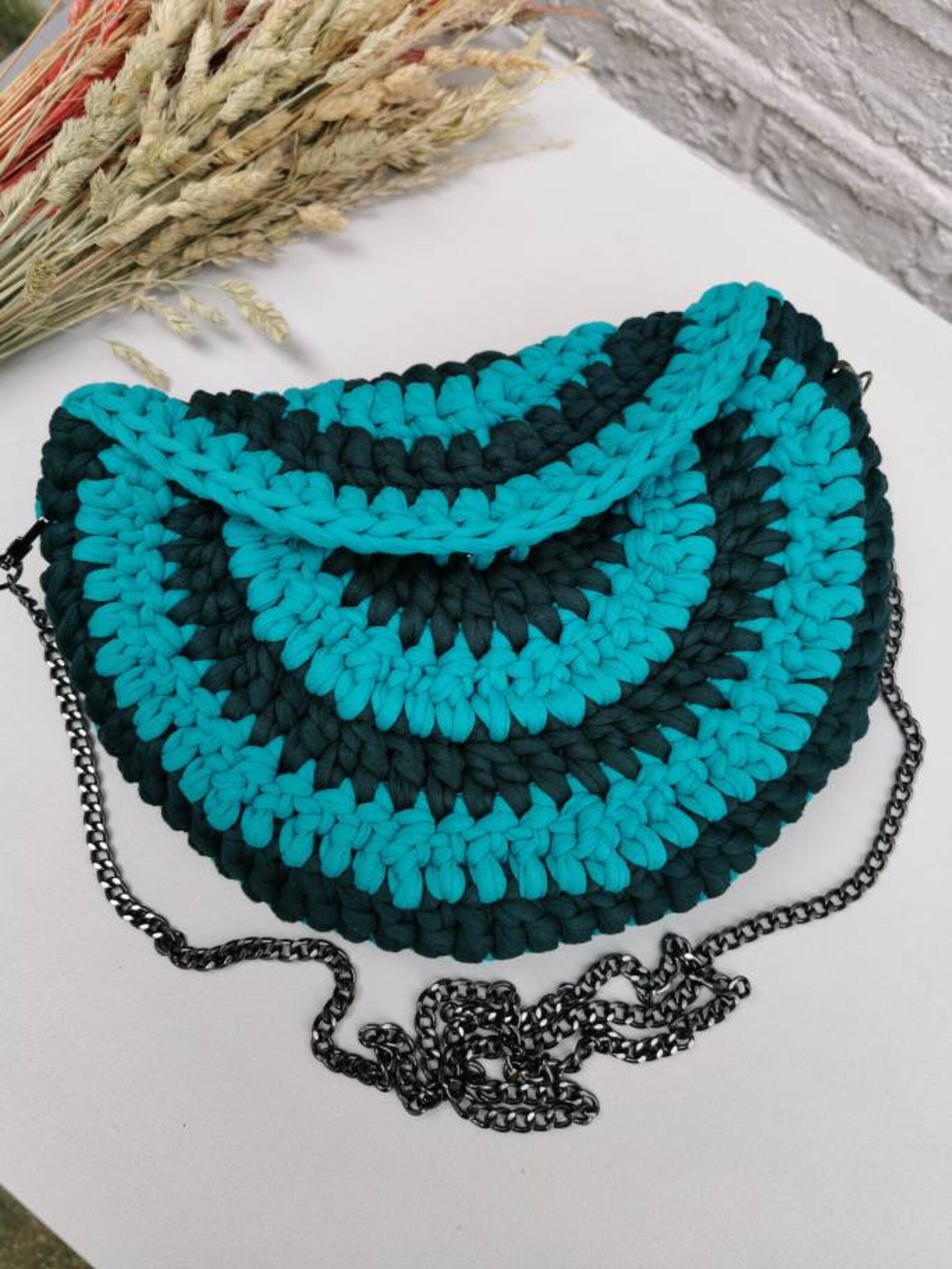 Handmade crochet bag for woman half moon shoulder bag Etsy