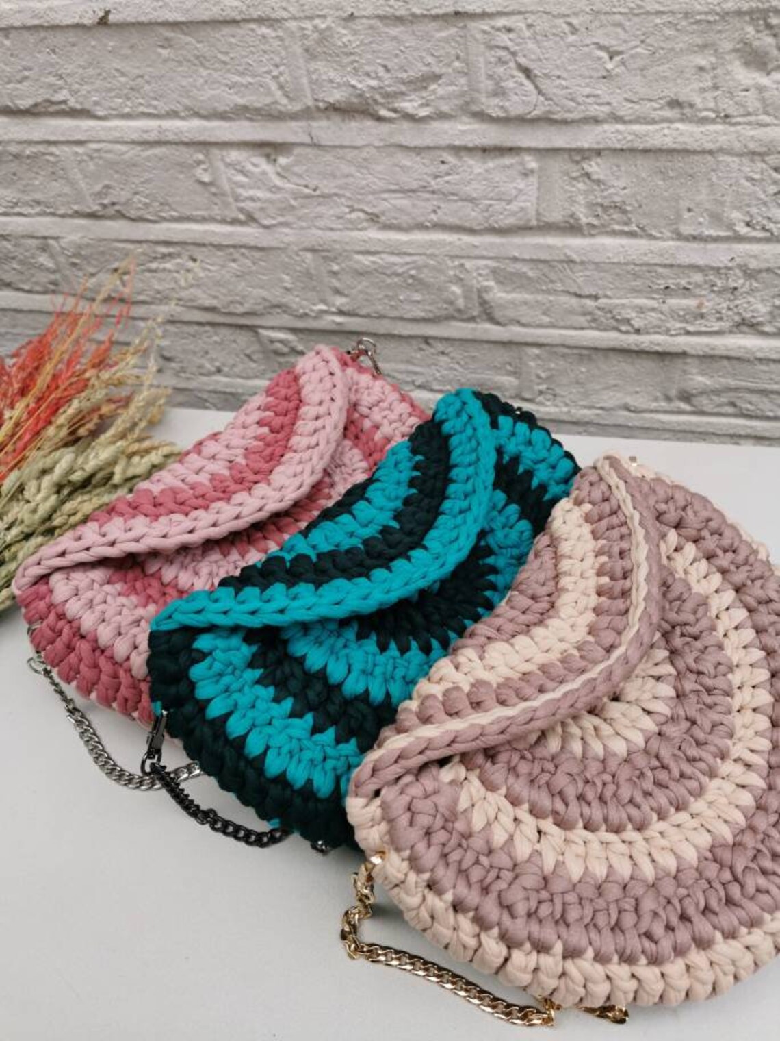 Handmade crochet bag for woman half moon shoulder bag Etsy