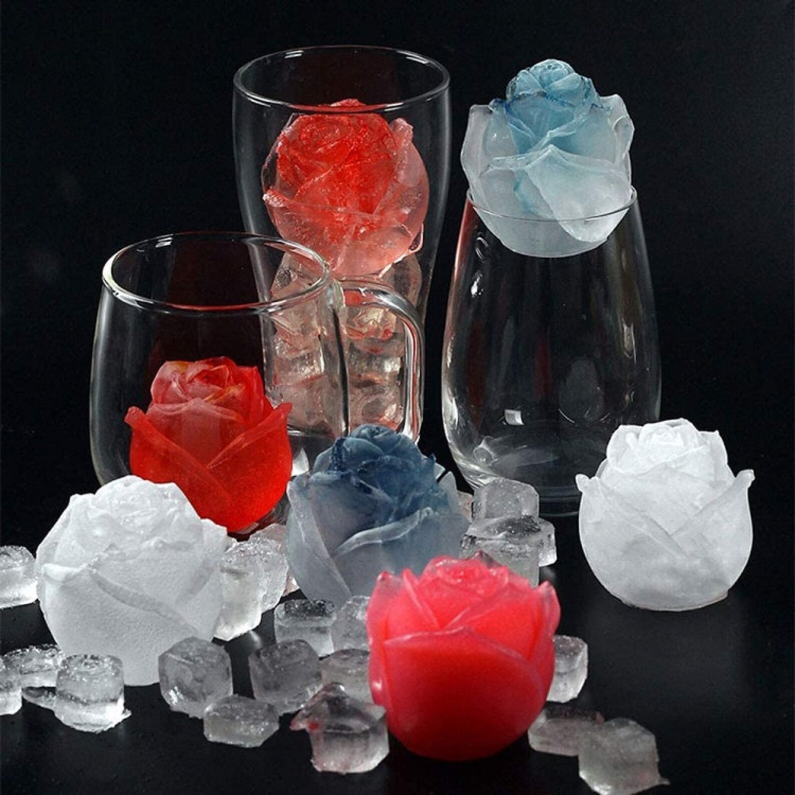 Set of 3 Silicone Rose Shape Ice Mold Rose Ice Cube Silicone Etsy