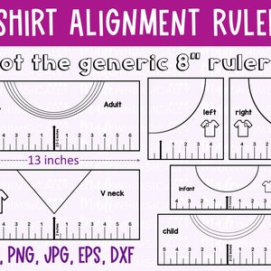T-Shirt Alignment Tool SVG - Set of T-Shirt Alignment Rulers SVG - Decal Placement Ruler - Tee Shirt Ruler for Vinyl Placement