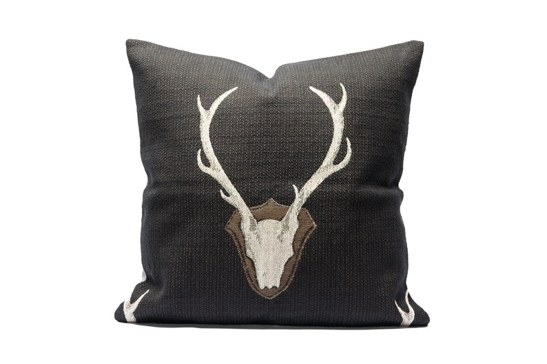 Harbor Deer Black Throw Pillow Cover Made in Canada image 2