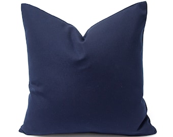 Sunbrella Canvas| Navy Outdoor Pillow Cover (Made in Canada)