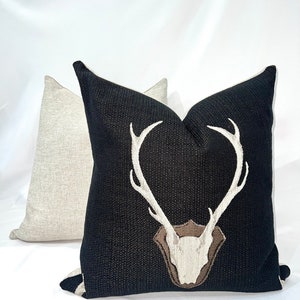 Harbor Deer Black Throw Pillow Cover Made in Canada image 5