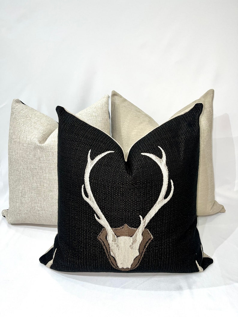 Harbor Deer Black Throw Pillow Cover Made in Canada image 4