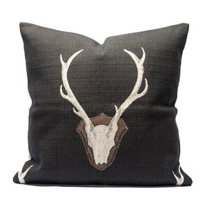 Harbor Deer | Black Throw Pillow Cover (Made in Canada)