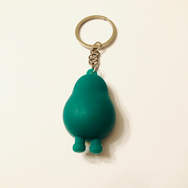 Green Avocado Character Keychain Key Fob Charm Fun Gift image 2