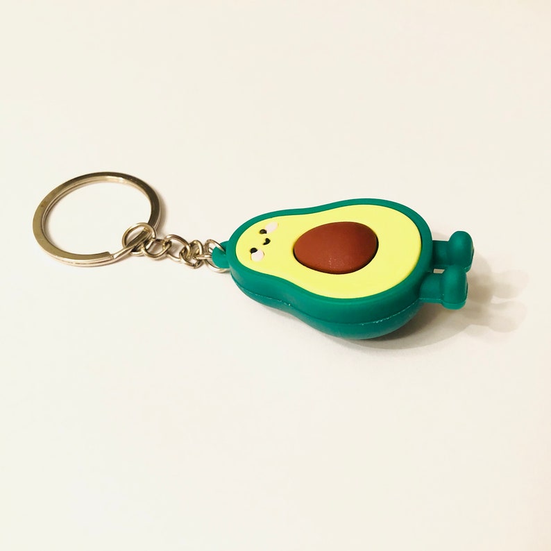 Green Avocado Character Keychain Key Fob Charm Fun Gift image 4