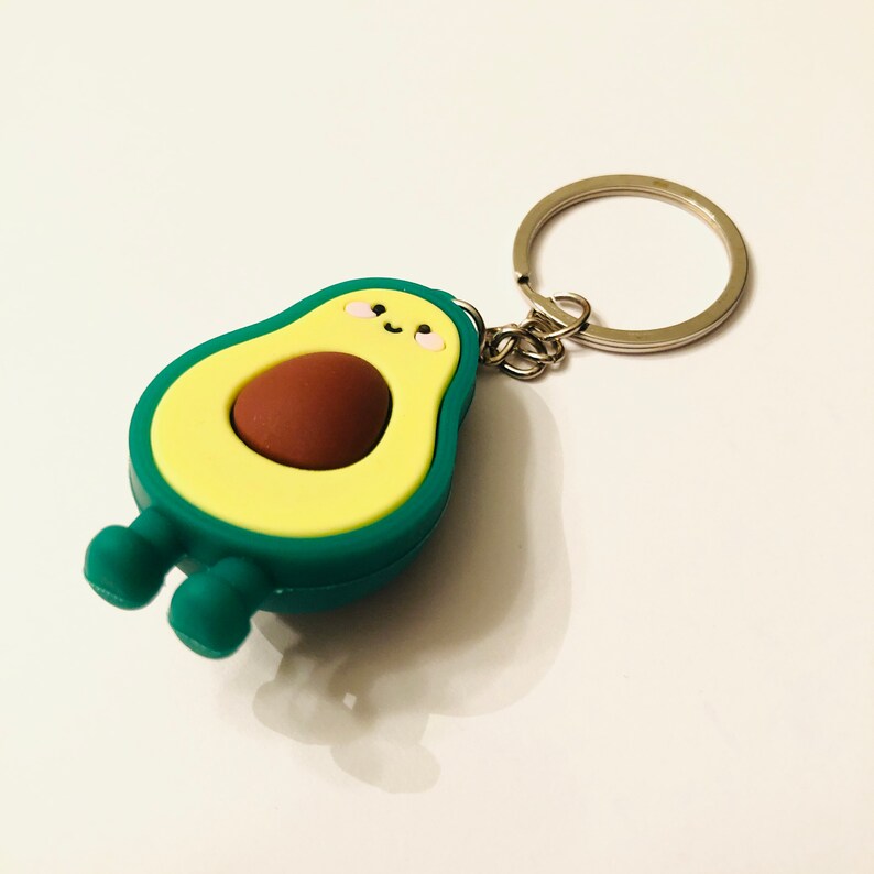 Green Avocado Character Keychain Key Fob Charm Fun Gift image 3