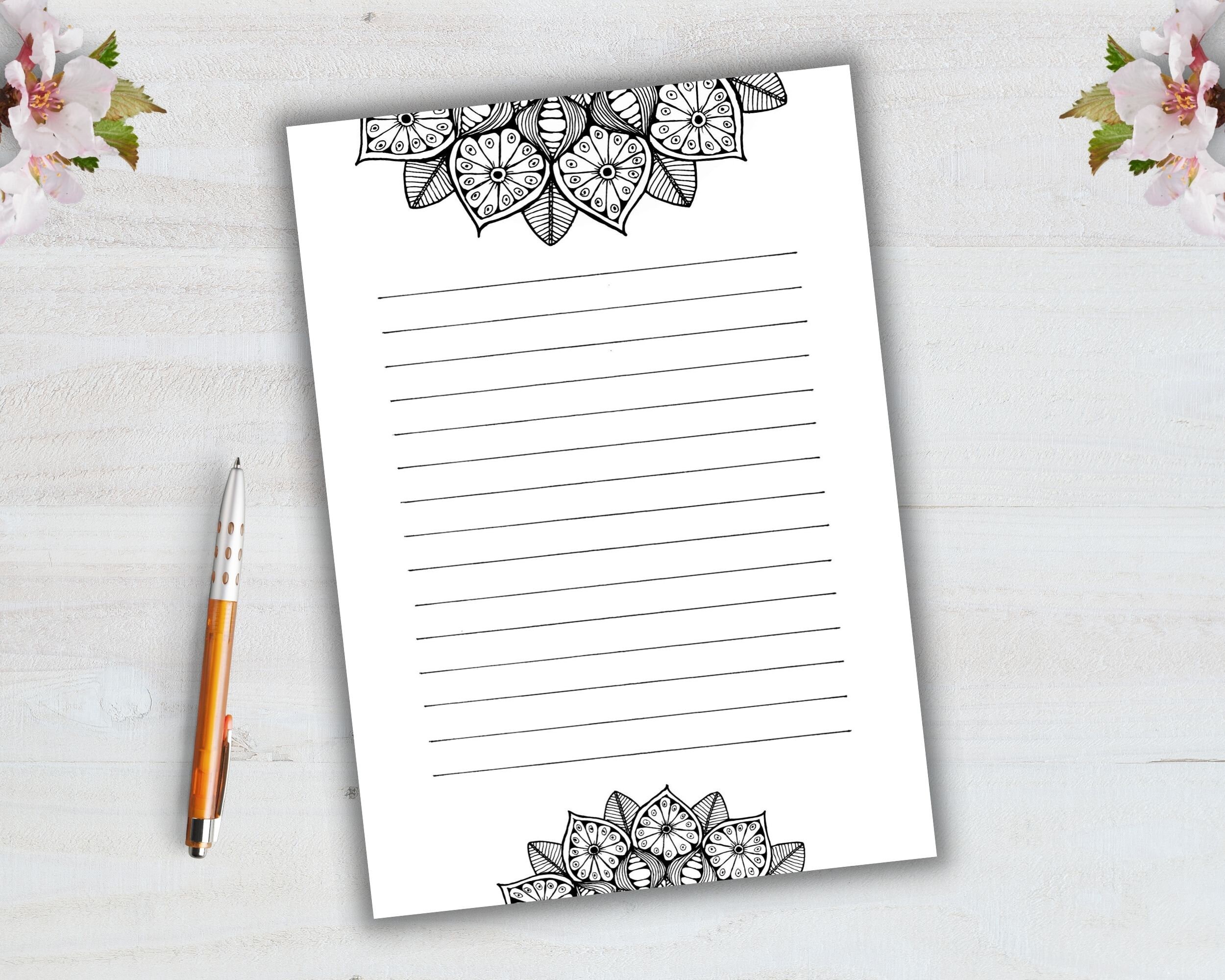 Mandala Stationery Set of 5 Printable Writing Paper Set Etsy