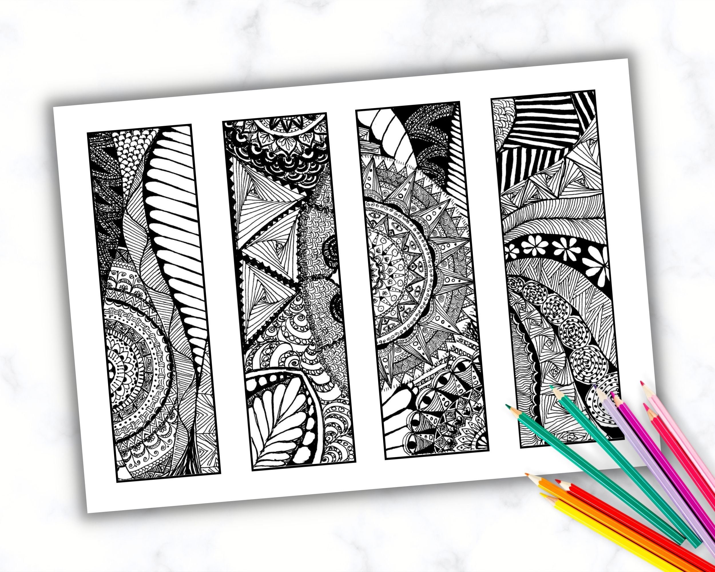 colouring mandala bookmark set adults pdf download etsy
