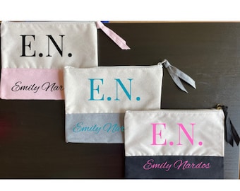 Gepersonaliseerde initialen en naam cosmetische tas