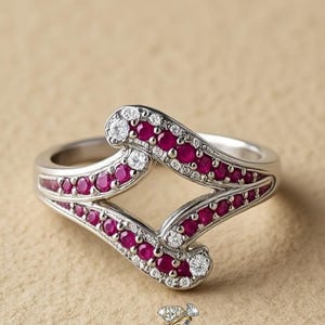 925 Sterling Silber Labradorit Rubin CZ Ring: Geometrischer offener Statement Schmuck