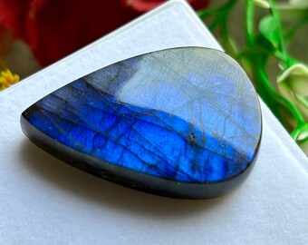 Blue Flash Labradorite Pear, Polished Healing Crystal Palm Stone