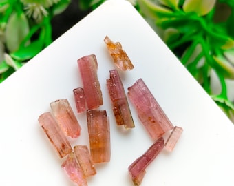 Raw Pink Tourmaline Pencil Points Gemstone 12 Healing Crystal Rods for Jewelry