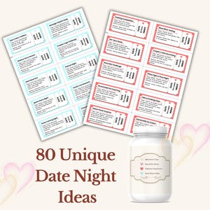 80 tarjetas para una cita romántica, regalo de San Valentín para parejas, tarro de citas, ideas para una noche acogedora y aventurera, regalo para novio o novia, regalo de última hora.