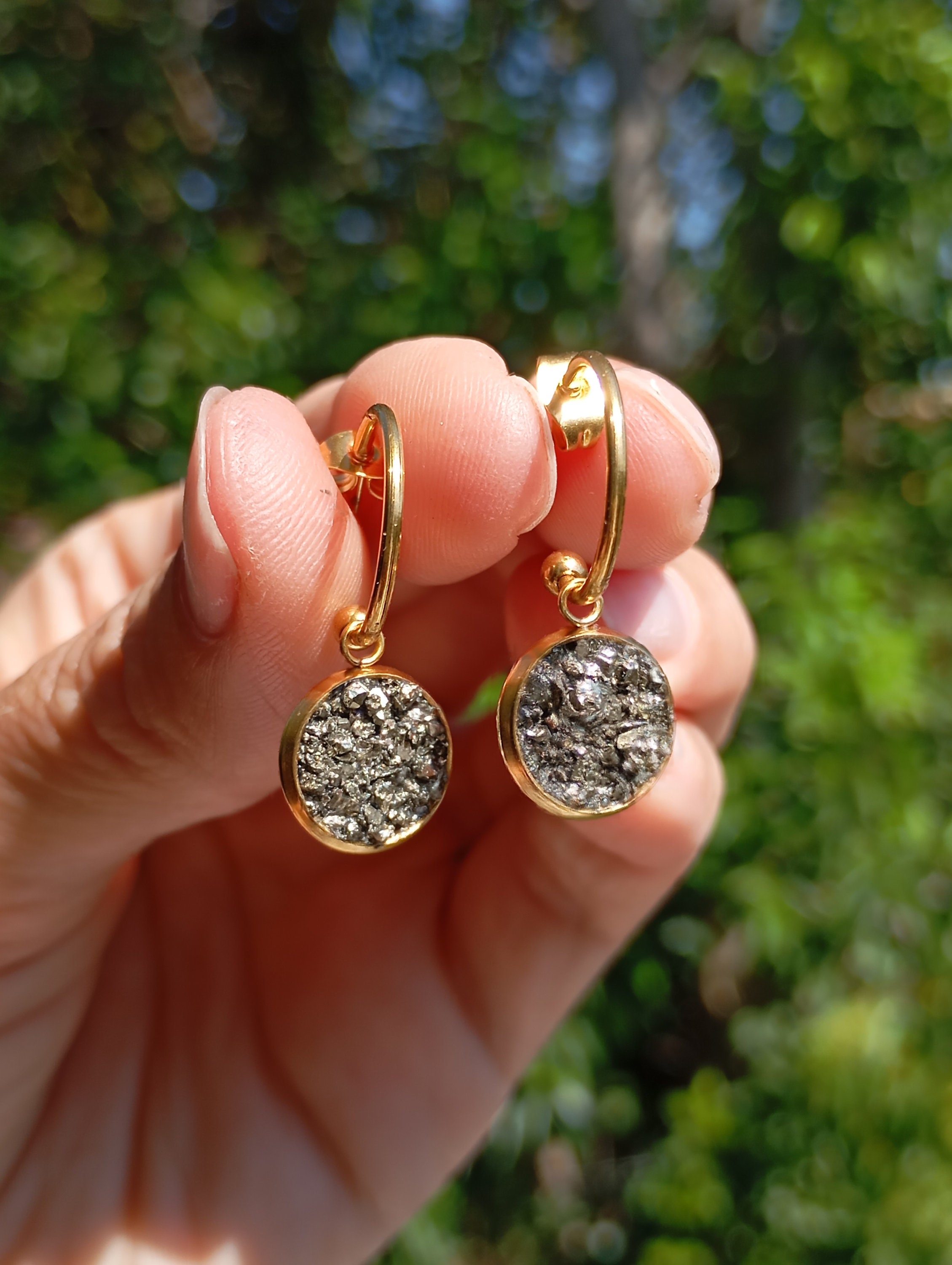 18 Carati Oro - Belle Grandi Creoli Dorati Con Diamanti - Foto 12